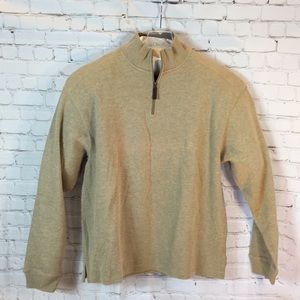 Jos A Bank Quarter Zip Pullover Sweater Tan Large